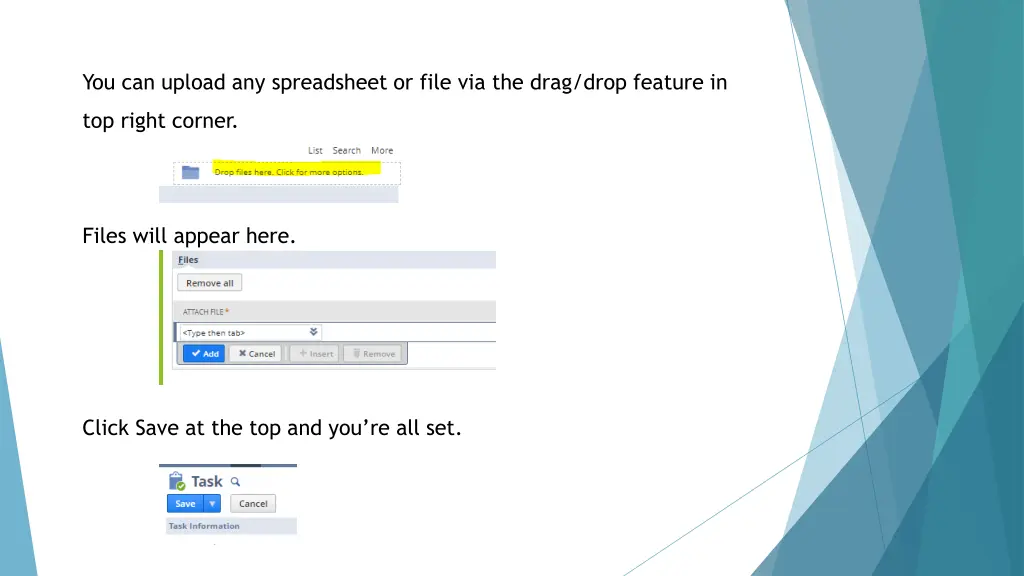 you can upload any spreadsheet or file