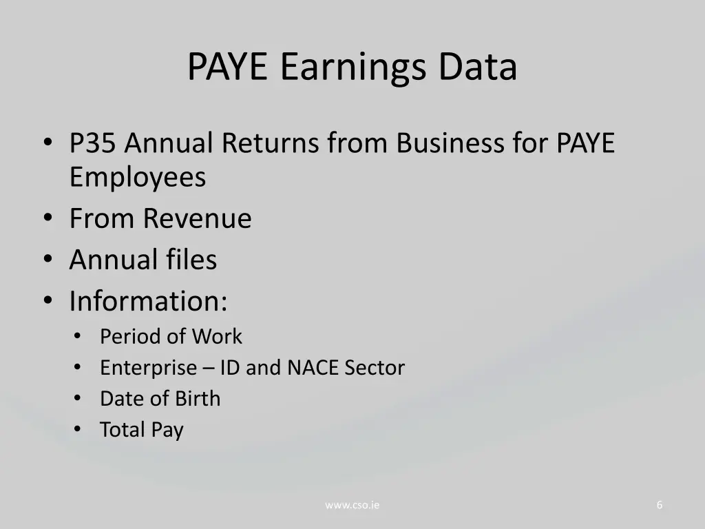 paye earnings data