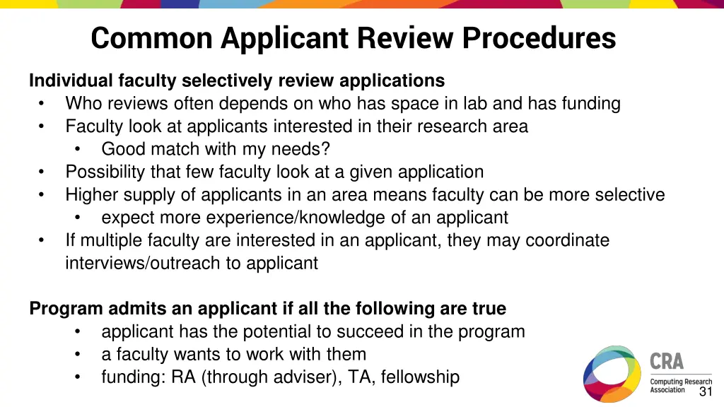 common applicant review procedures