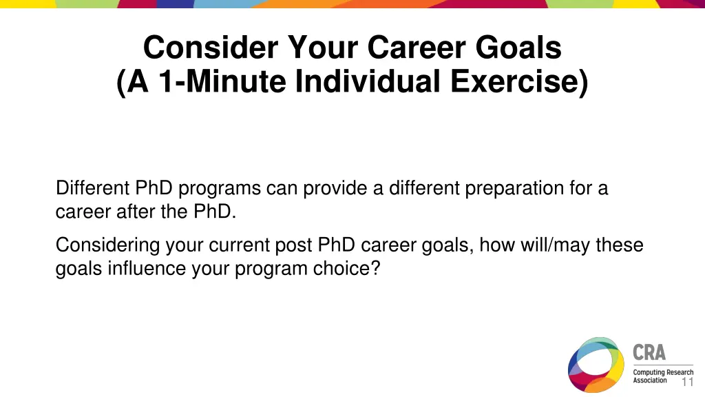 consider your career goals a 1 minute individual