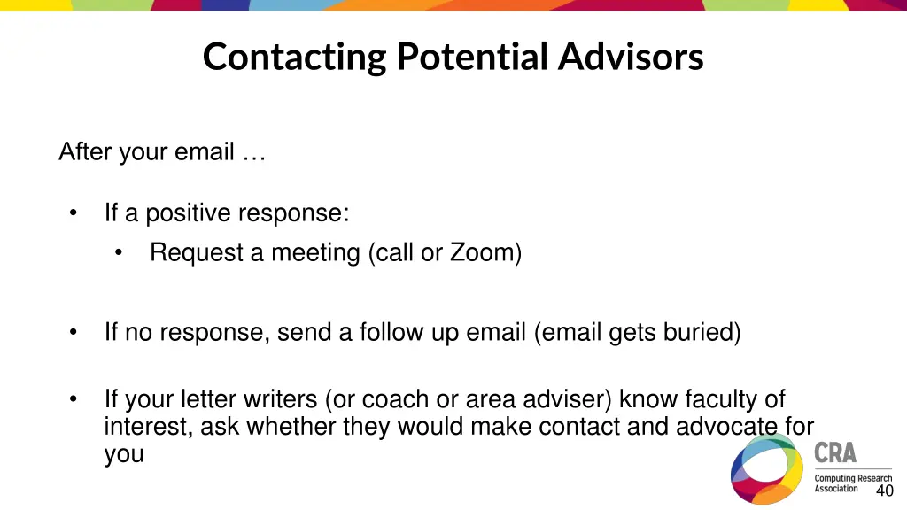 contacting potential advisors 1