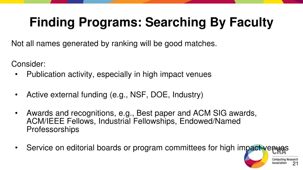 finding programs searching by faculty