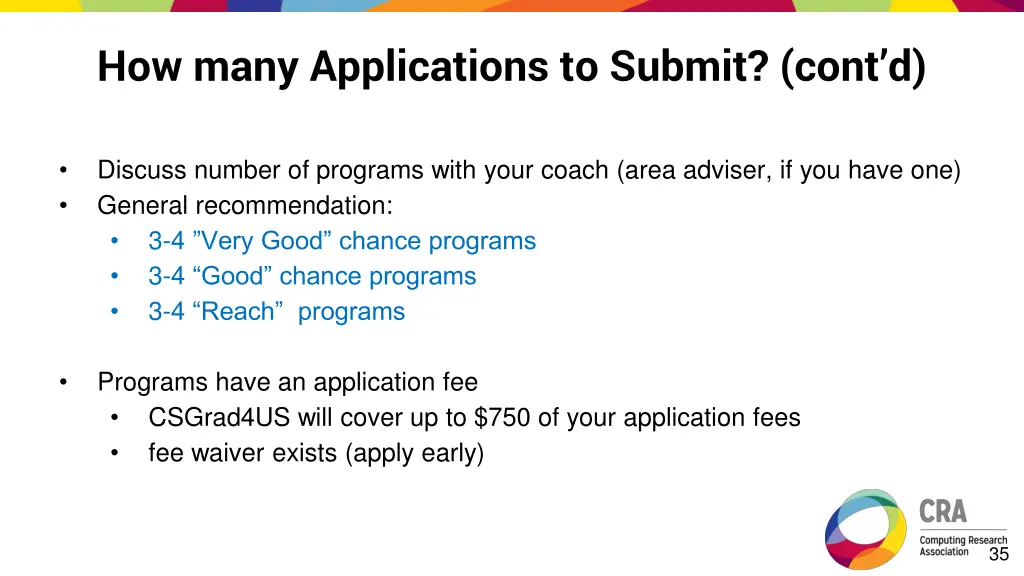 how many applications to submit cont d 1