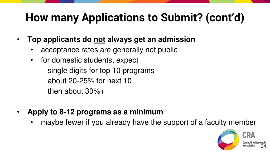 how many applications to submit cont d