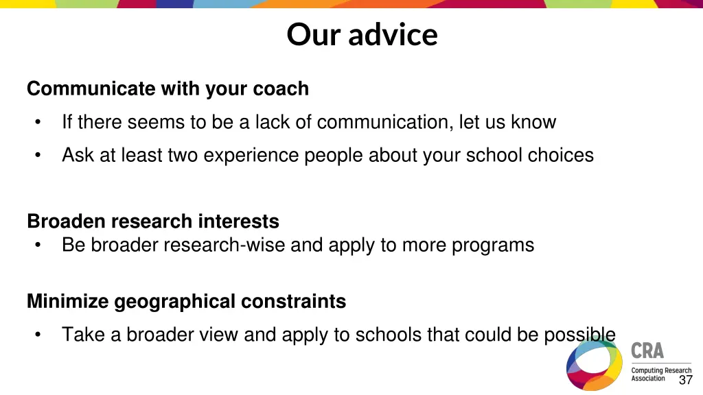 our advice