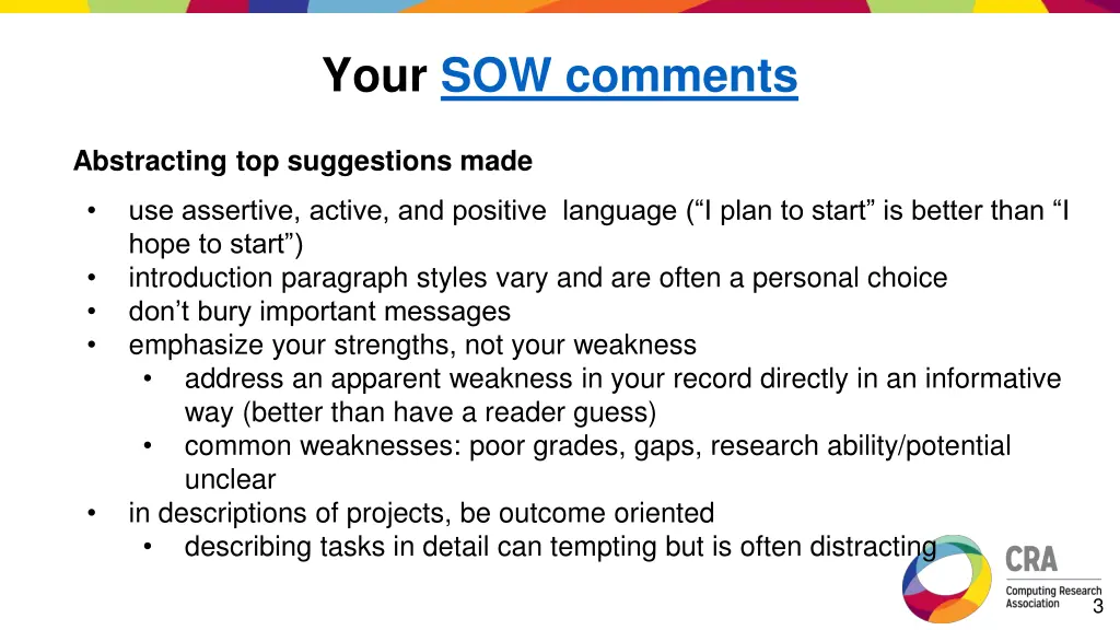 your sow comments