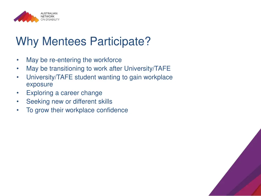 why mentees participate