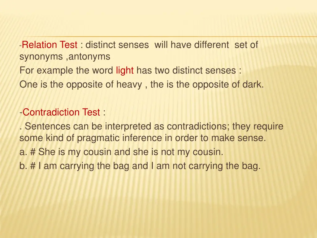 relation test distinct senses will have different