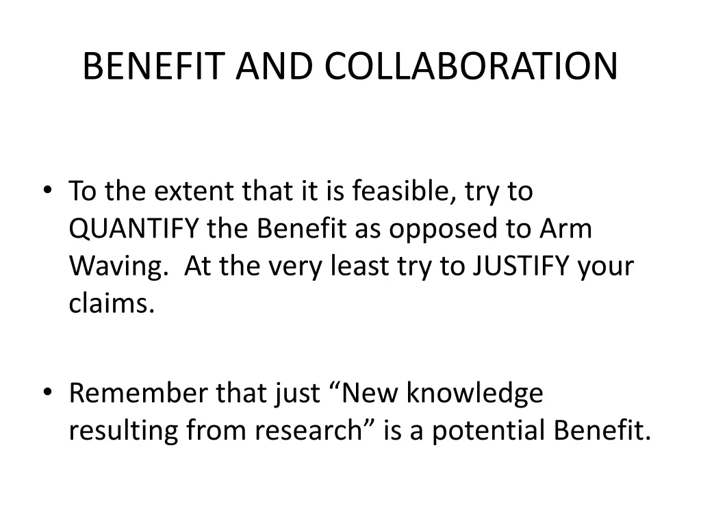 benefit and collaboration