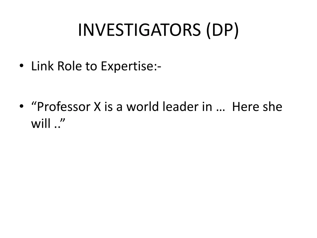 investigators dp