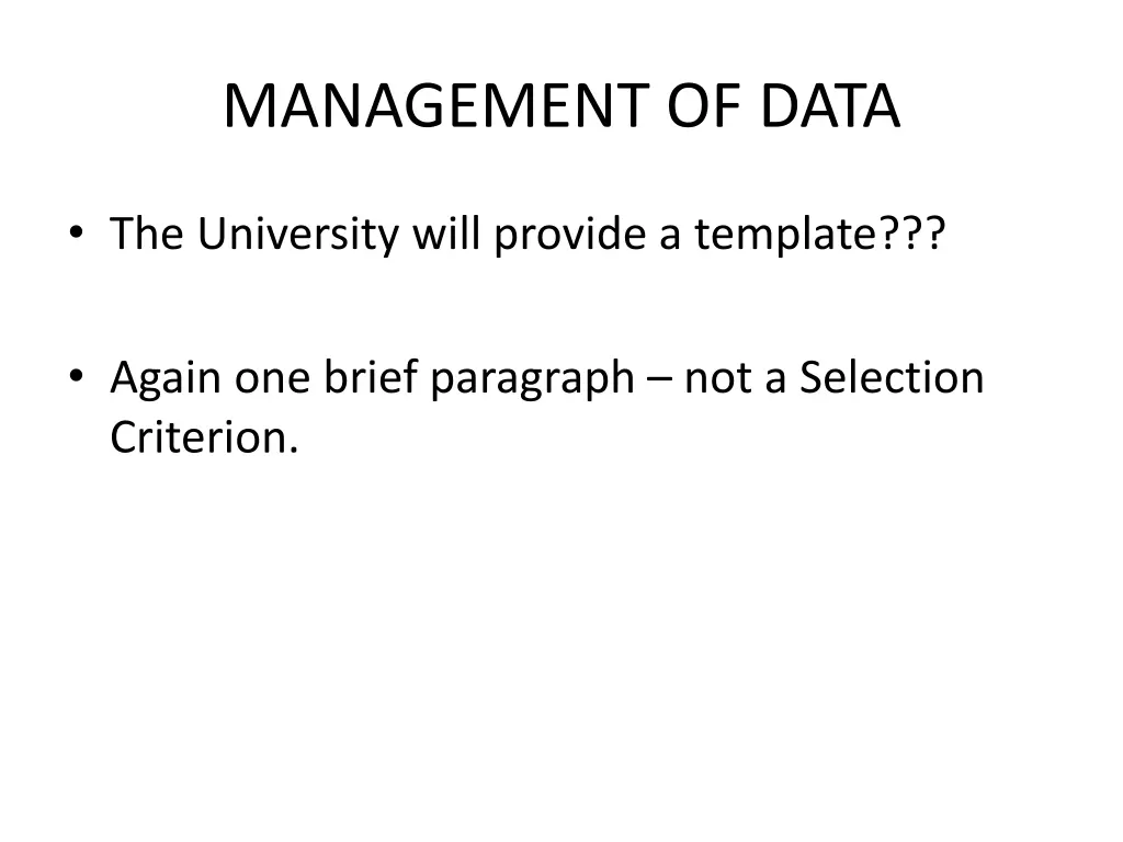management of data