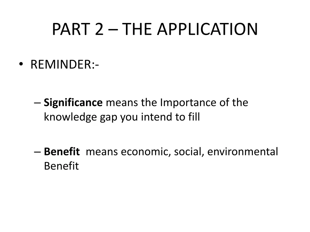 part 2 the application