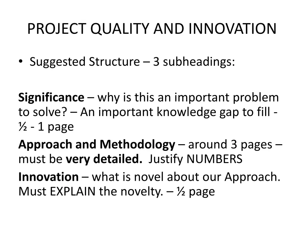 project quality and innovation