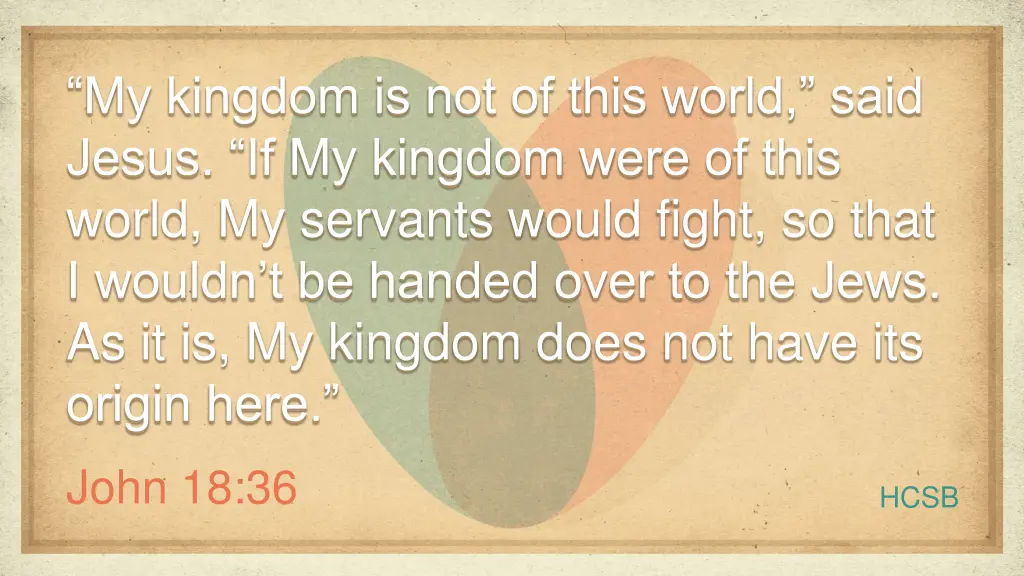 my kingdom is not of this world said jesus