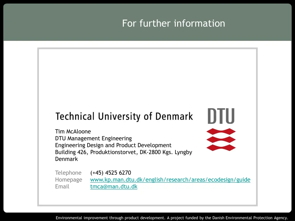 for further information
