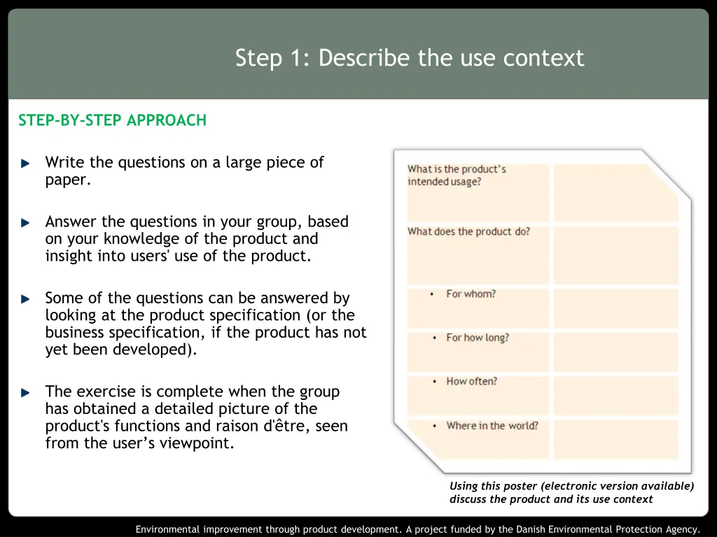 step 1 describe the use context 2