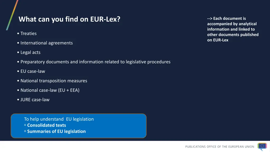 what can you find on eur lex