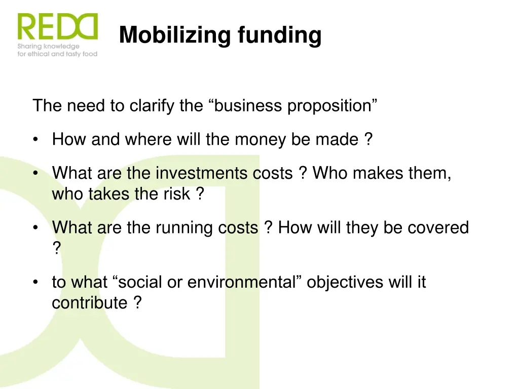 mobilizing funding