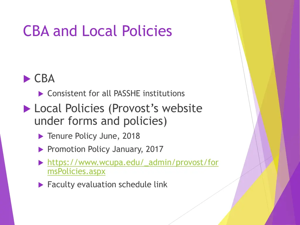 cba and local policies