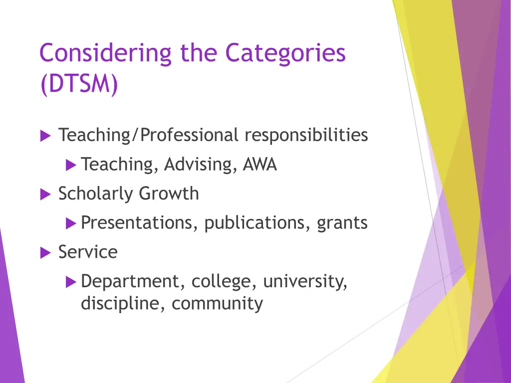 considering the categories dtsm