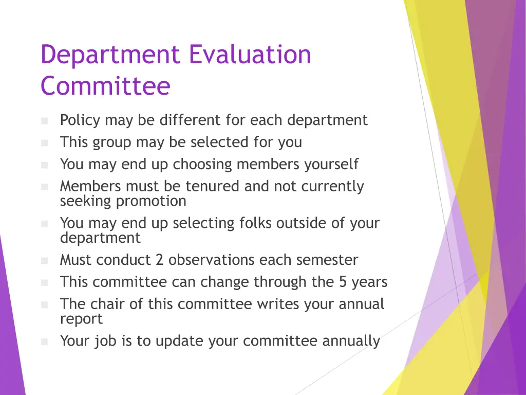 department evaluation committee