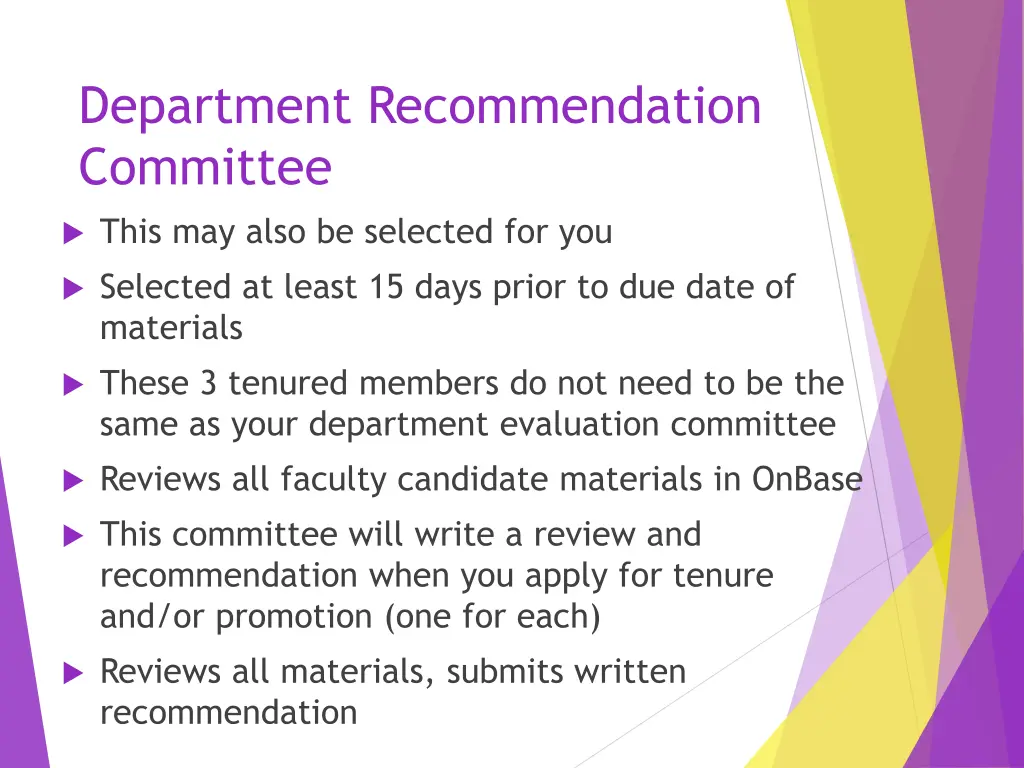 department recommendation committee
