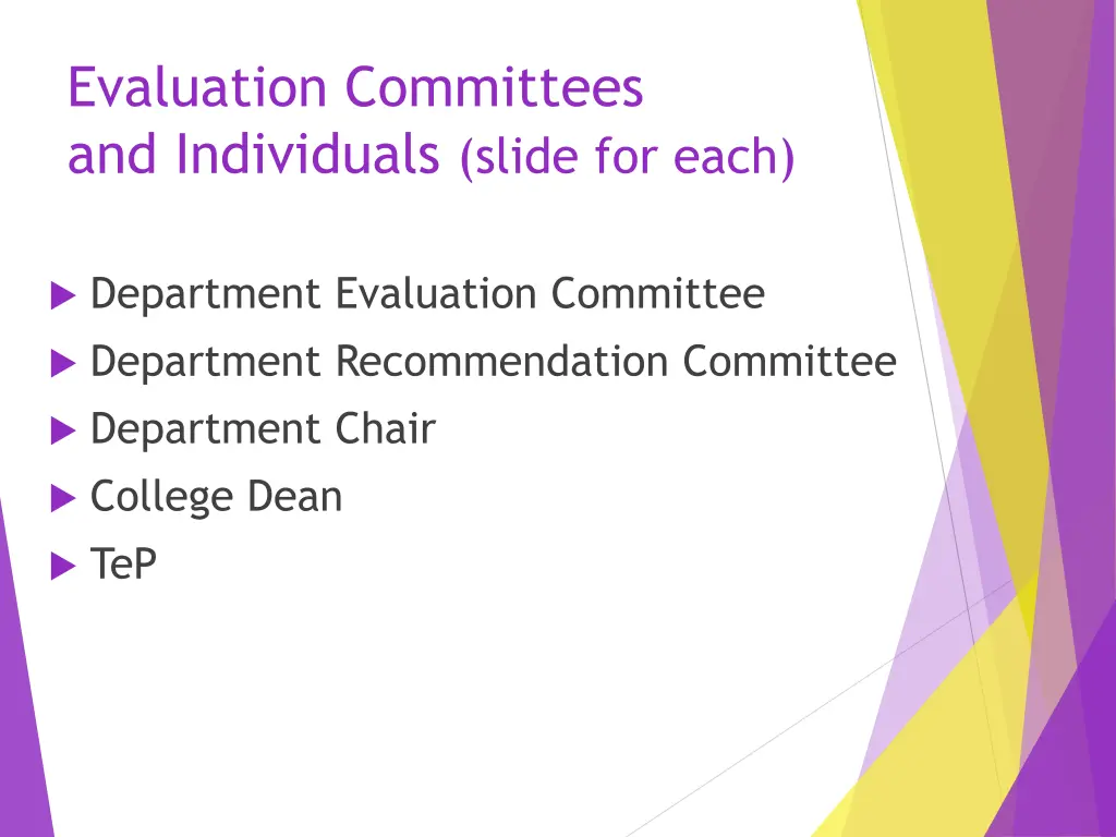 evaluation committees and individuals slide