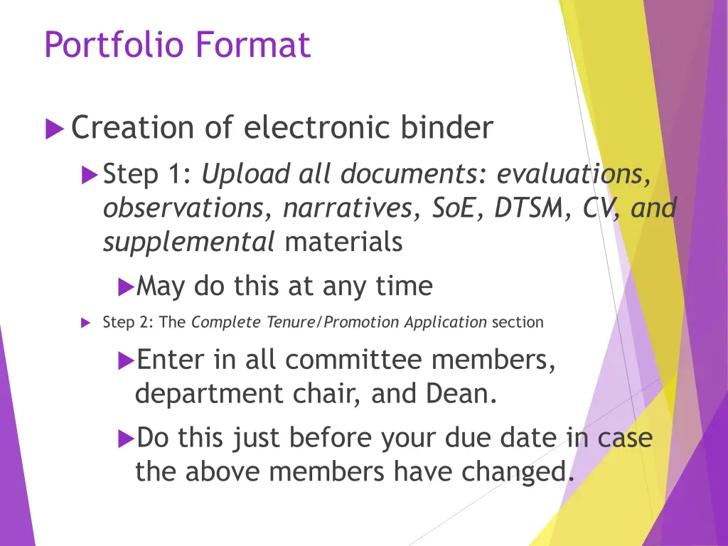 portfolio format