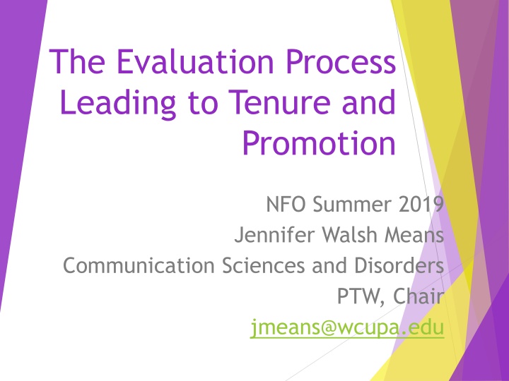 the evaluation process leading to tenure and