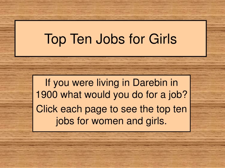 top ten jobs for girls
