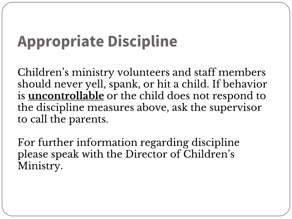 appropriate discipline