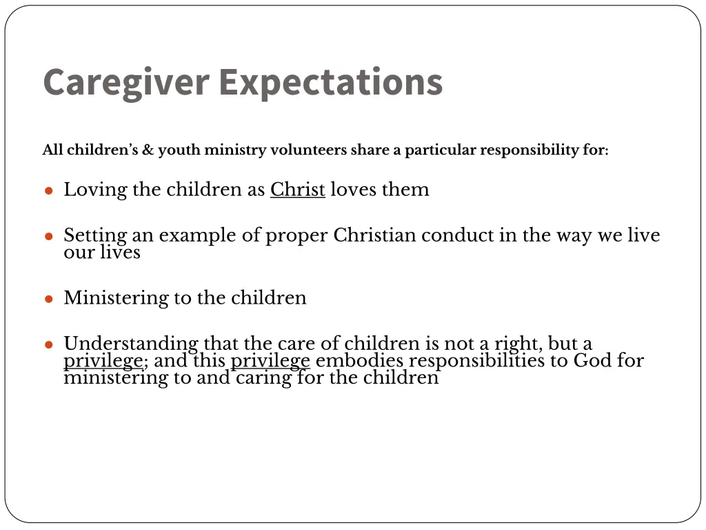 caregiver expectations