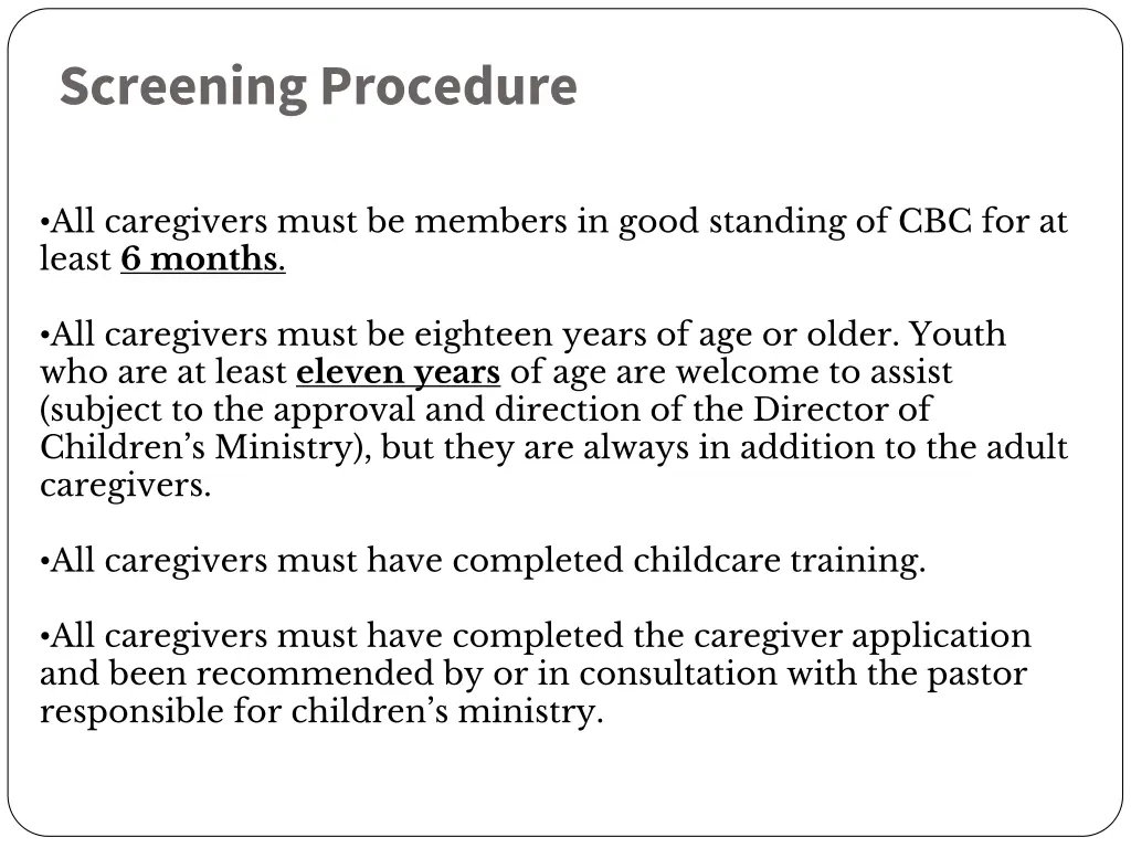 screening procedure