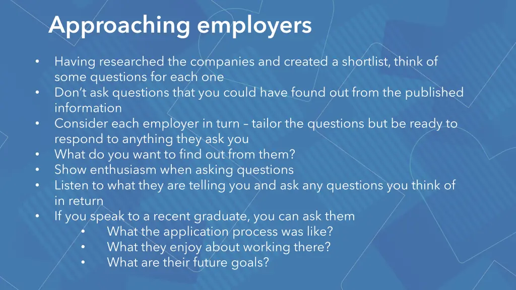approaching employers