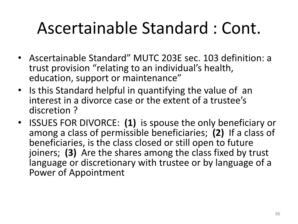 ascertainable standard cont
