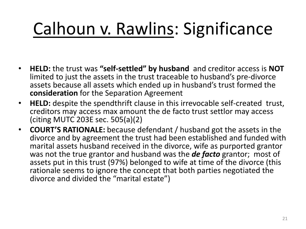 calhoun v rawlins significance