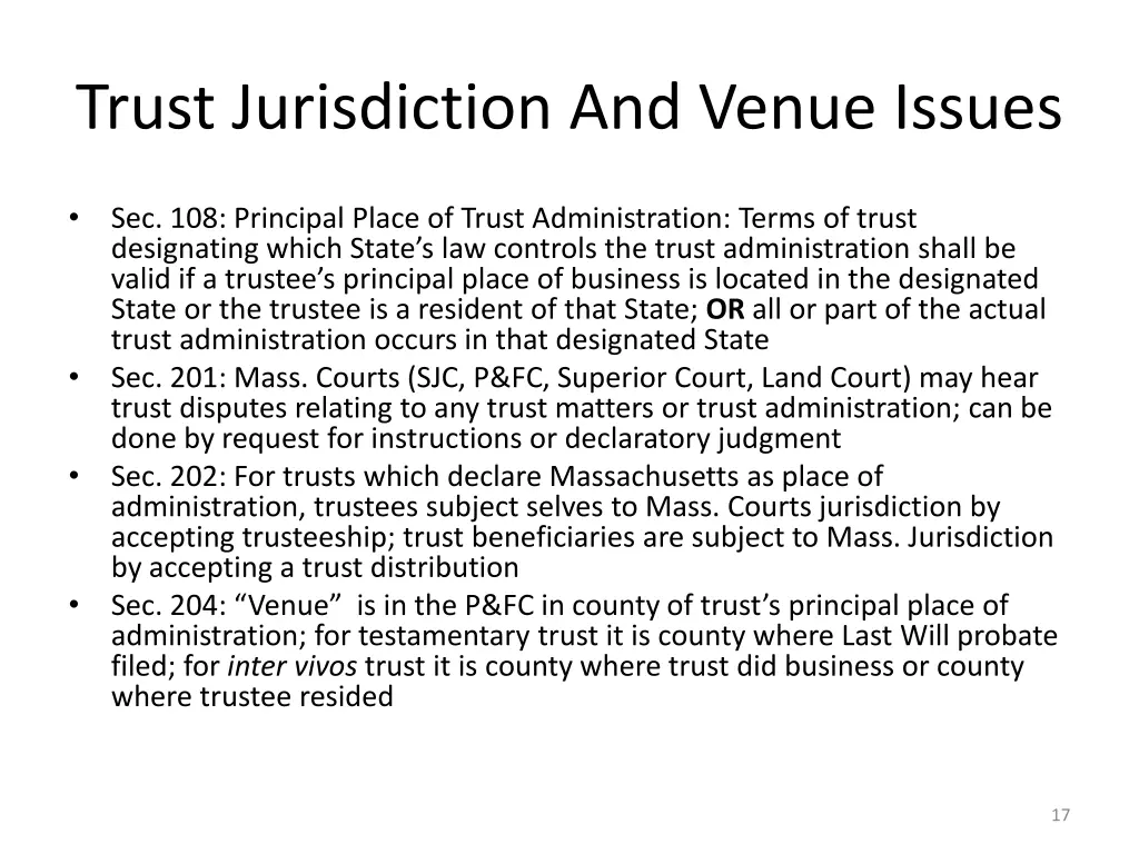 trust jurisdiction and venue issues