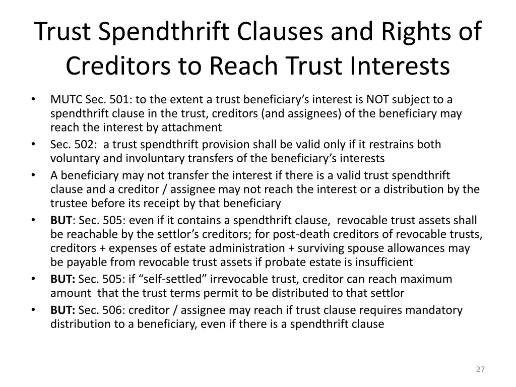 trust spendthrift clauses and rights of creditors