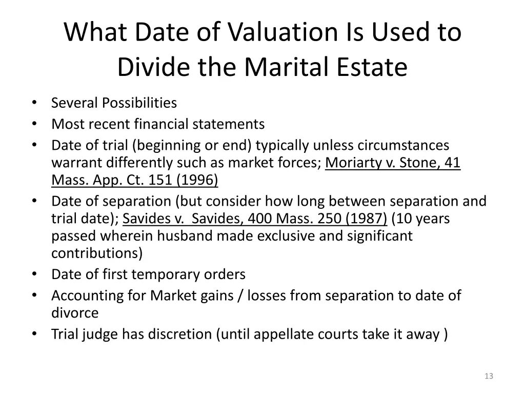 what date of valuation is used to divide