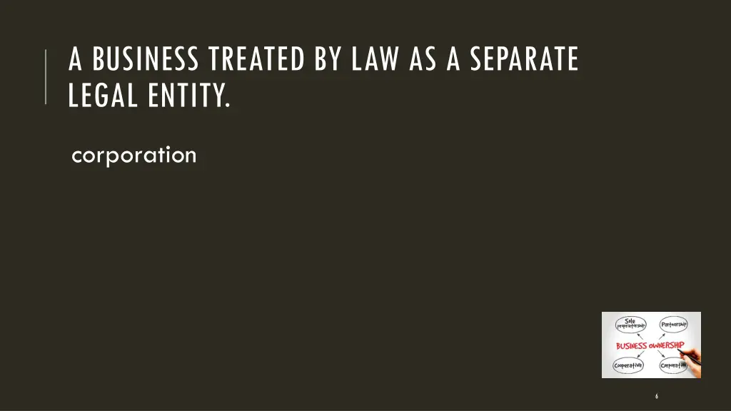 a business treated by law as a separate legal
