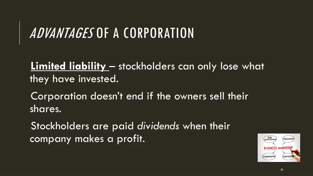 advantages of a corporation