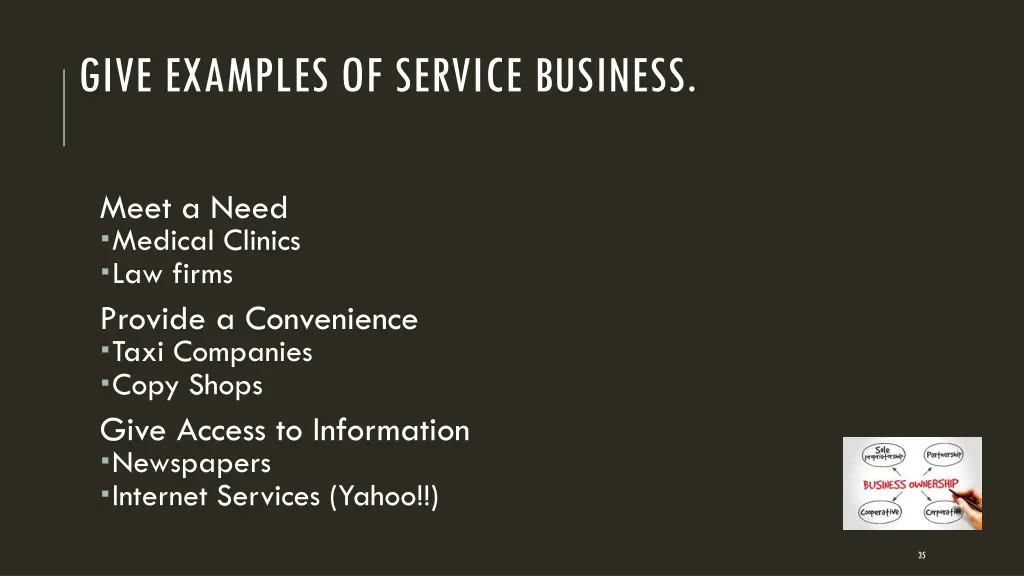 give examples of service business