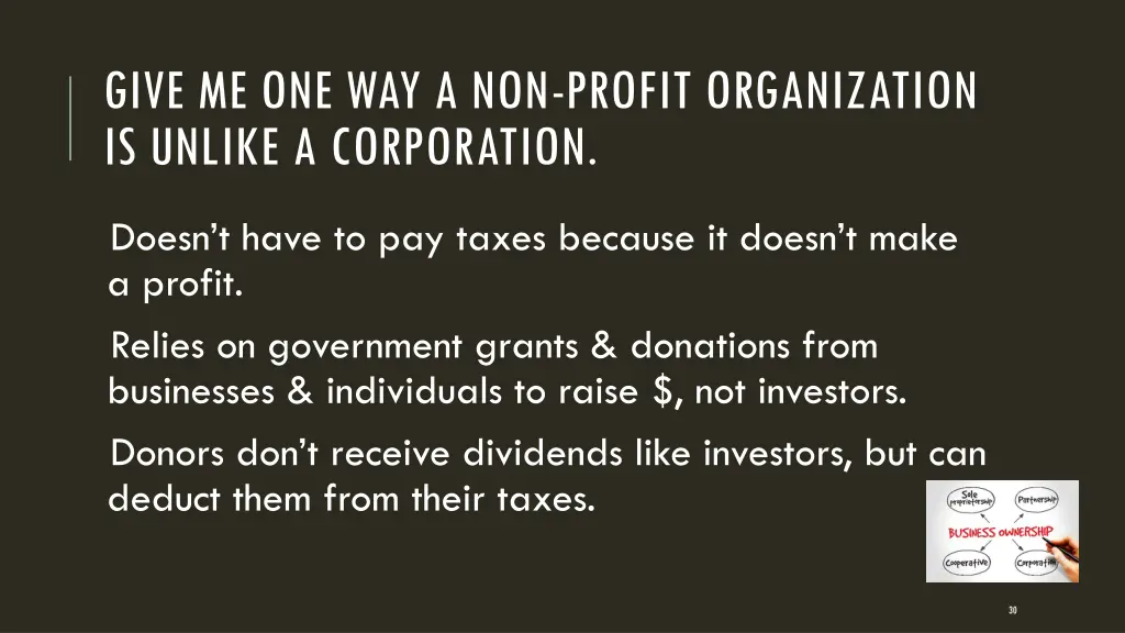 give me one way a non profit organization