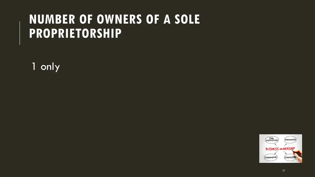 number of owners of a sole proprietorship