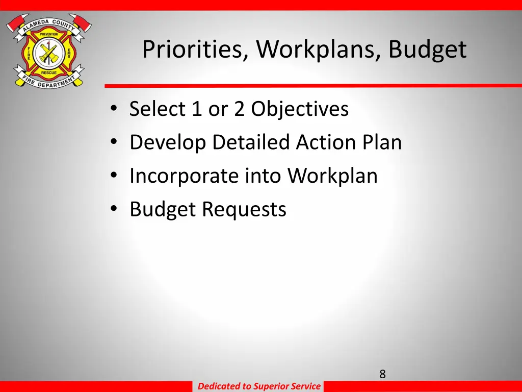 priorities workplans budget
