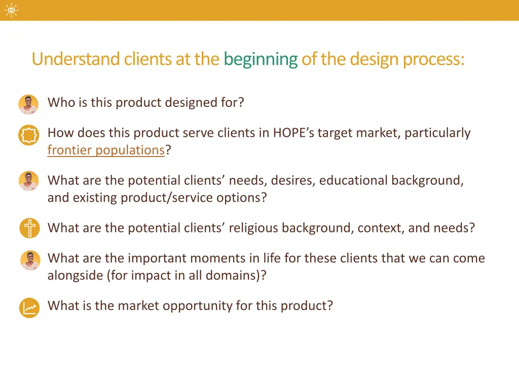 understand clients at the beginning of the design