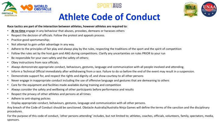 athlete code of conduct