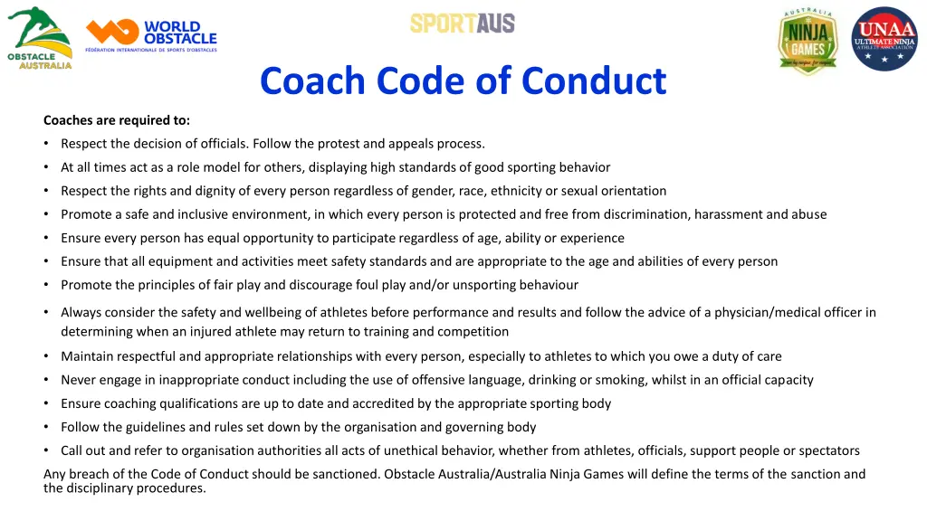 coach code of conduct
