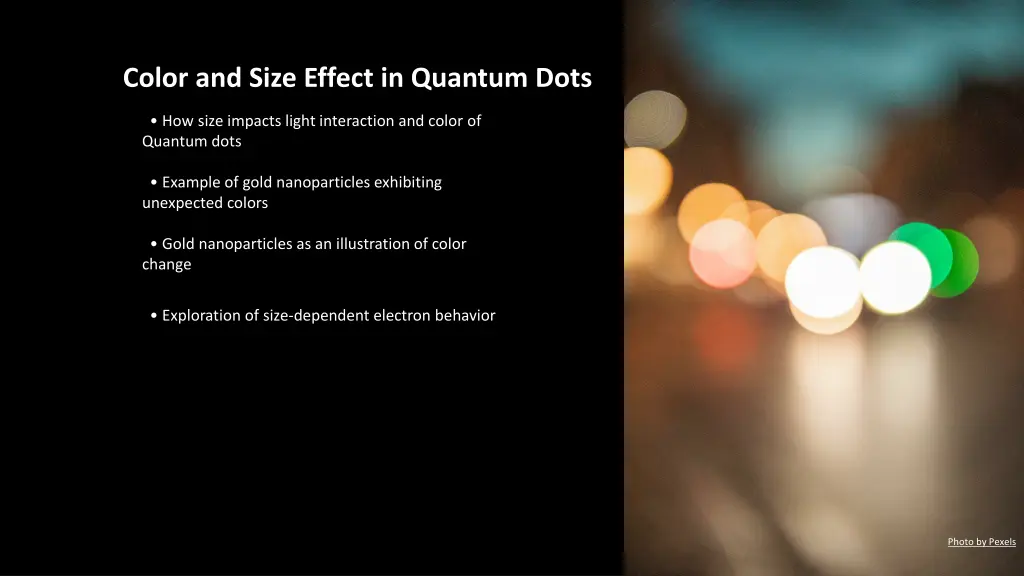 color and size effect in quantum dots