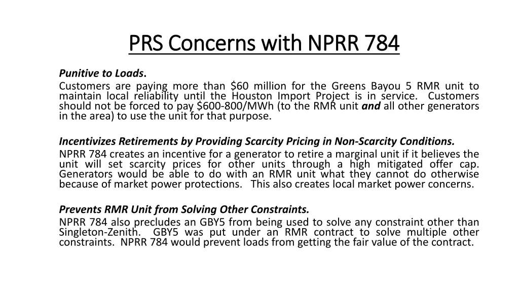 prs concerns with nprr 784 prs concerns with nprr
